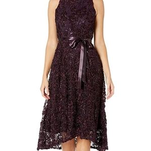 Tahari ASL Women's Hi-lo Sleeveless Dress with Ribbon Waist